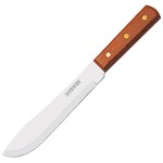 Нож д/нарезки мяса; сталь,дерево; L=260/125,B=30мм; металлич.,коричнев.