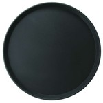 Поднос круглый; пластик,прорезин.; D=356,H=25мм; черный