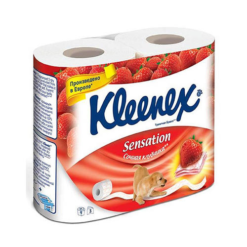 Туалетная бумага KLEENEX 3-х слойная с ароматиз Сочная Клубника 4 шт