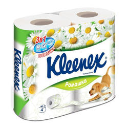 Туалетная бумага KLEENEX 3-х слойная с ароматиз Нежная ромашка 4 шт