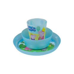 Набор посуды LITTLE ANGEL "Свинка Пеппа" голубой: тарелка -17,5см, миска - 430мл, стакан - 270мл