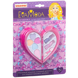 Косметика BONDIBON EvaModa: косметичка-сердце, тени-5шт, помада-2шт, аппликатор