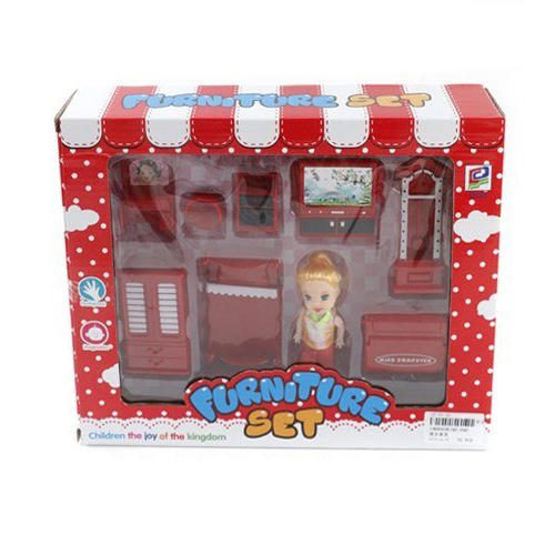 Игрушка пластмассовая "Набор мебели Спальня", с куколкой, SHANTOU GEPAI