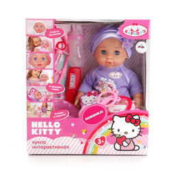 Кукла "Пупс Hello Kitty", 30 см, 3 функции, пьет, писает, с набором доктор, КАРАПУЗ-КУКЛЫ
