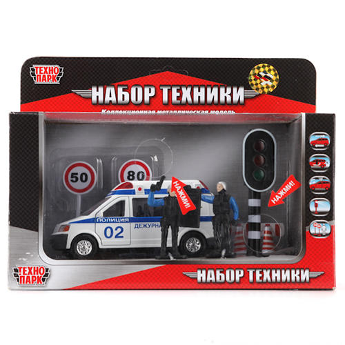 Игрушка металлическая "Набор милиция/полиция", со светофором и фигурками, свет, звук, ТЕХНОПАРК