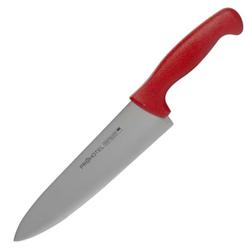 Нож поварской; сталь нерж.,пластик; L=20см; металлич.,красный