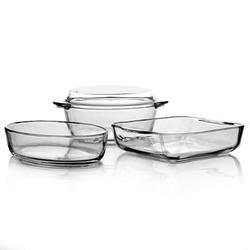 Набор посуды для СВЧ, 4 предмета (кастрюля с крышкой, объем 2л + лоток квадратный, объем 2л + форма овальная, объем 1,5 л)