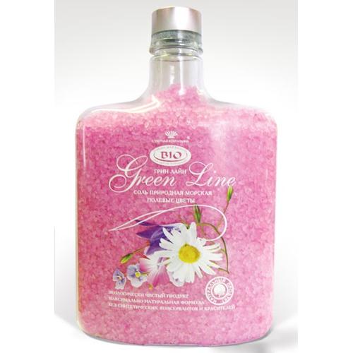 НЕГОЦИАНТЪ GREEN LINE Соль для ванн полевые цветы, розовая (банка), 800г