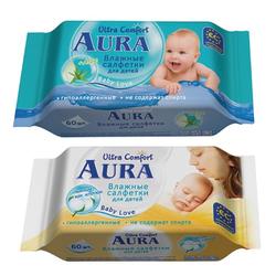 AURA Ultra Comfort Влажные салфетки для детей 60шт