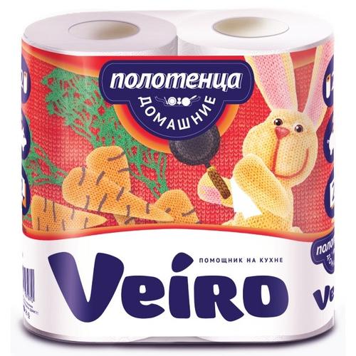 ВЕЙРО Полотенца бумажные Домашние ЭКОНОМ 2-х слойные Белые, 2 рулона