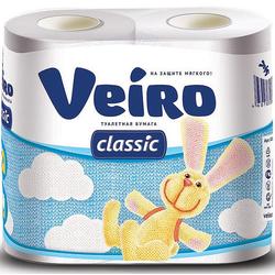 Туалетная бумага VEIRO Classik 2-х слойная БЕЛАЯ, 4 шт