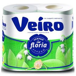 Туалетная бумага VEIRO Floria 2-х слойная НЕЖНЫЙ ЛАНДЫШ, 4шт