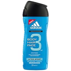 Гель для душа и шампунь ADIDAS мужской After sport, 250 мл