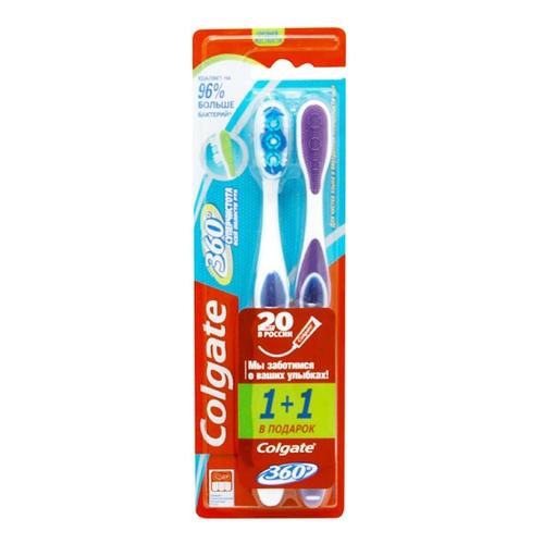 Зубная щетка COLGATE 360 СУПЕРЧИСТОТА средняя 1+1 ПРОМО