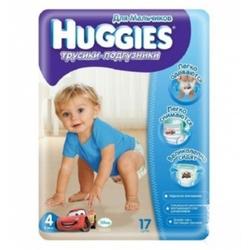 Подгузники-трусики HUGGIES Little Walkers 4 разм (9-14 кг)  17 шт для мальчиков