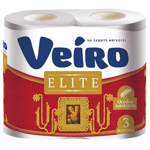 Туалетная бумага VEIRO Elite 3-х слойная БЕЛАЯ, 4 шт