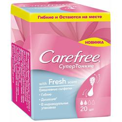 Салфетки Carefree WITH FRESH SCENTсупер тонкие в индивид. упаковке ароматиз, 20шт