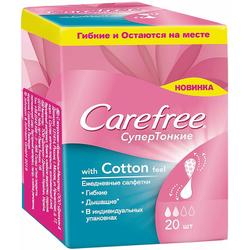 Салфетки Carefree WITH COTTON FEEL супер тонкие в индивид. упаковке ароматиз, 20шт