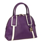 Классическая сумка Alessandro Birutti фиолетовая кожа+белая отд.