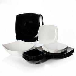 Набор столовый на 6 персон quadrato noir/blanc, 19 предметов