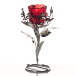 Подсвечник декоративный для 1-й свечи Красный цветок 11,5*10*18см (металл, стекло) (подарочная упаковка)