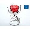 Подсвечник декоративный для 1-й свечи Красный цветок 11,5*9*13см (металл, стекло) (подарочная упаковка)