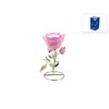 Подсвечник декоративный для 1-й свечи Розовый цветок 8*8*16см (металл, стекло) (подарочная упаковка)