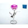 Подсвечник декоративный для 1-й свечи Сиреневый цветок 12*7,5*18,5см (металл, стекло) (подарочная упаковка)