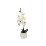 Композиция декор.(с подсветкой)Белая орхидея(с эффектом натур. лепестков, в керамическом горшке) d=14,5см h=60см (батарейка-3AA) (беб под.уп.)